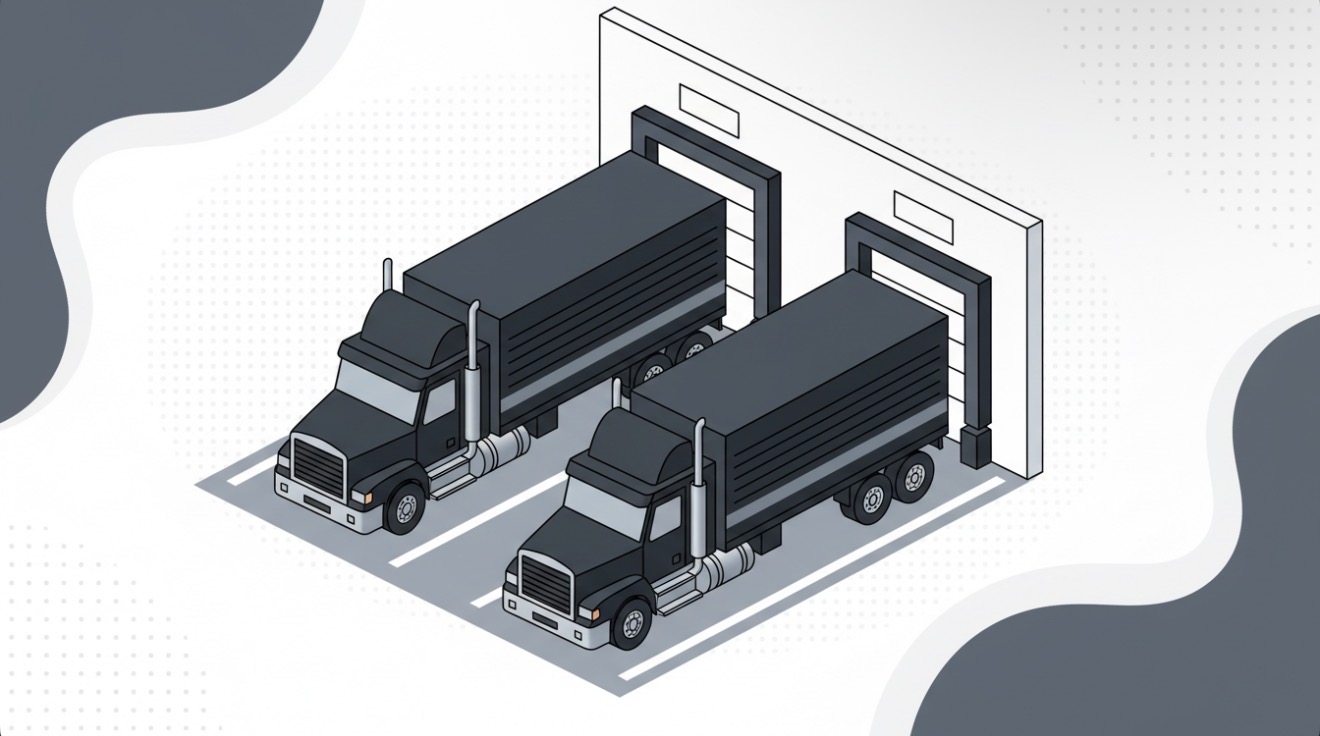 Trucks at loading dock illustration