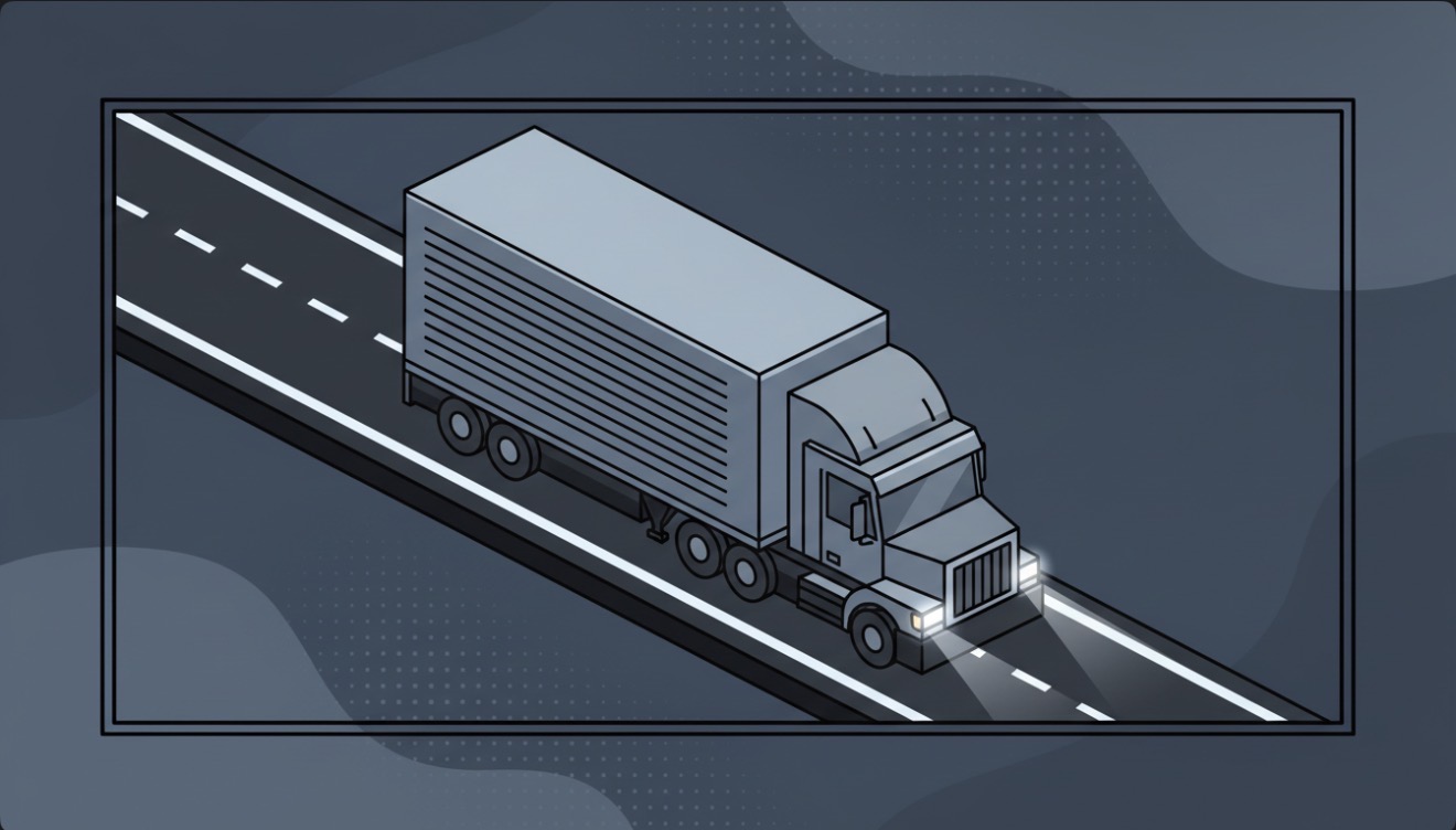 Truck on highway at night for expedited freight service