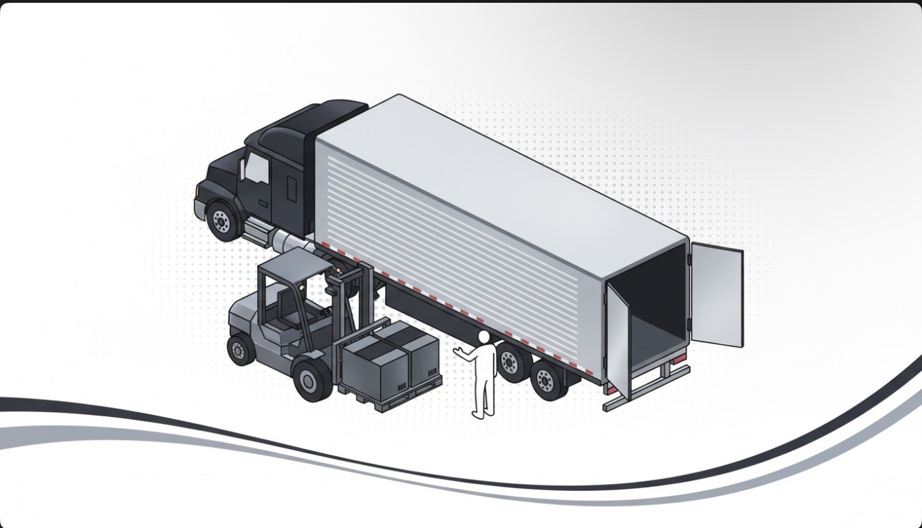 Truck loading with forklift illustration for dry van service