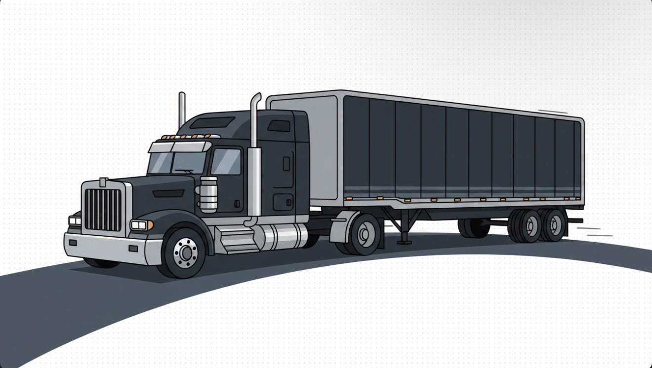 Semi truck on road illustration