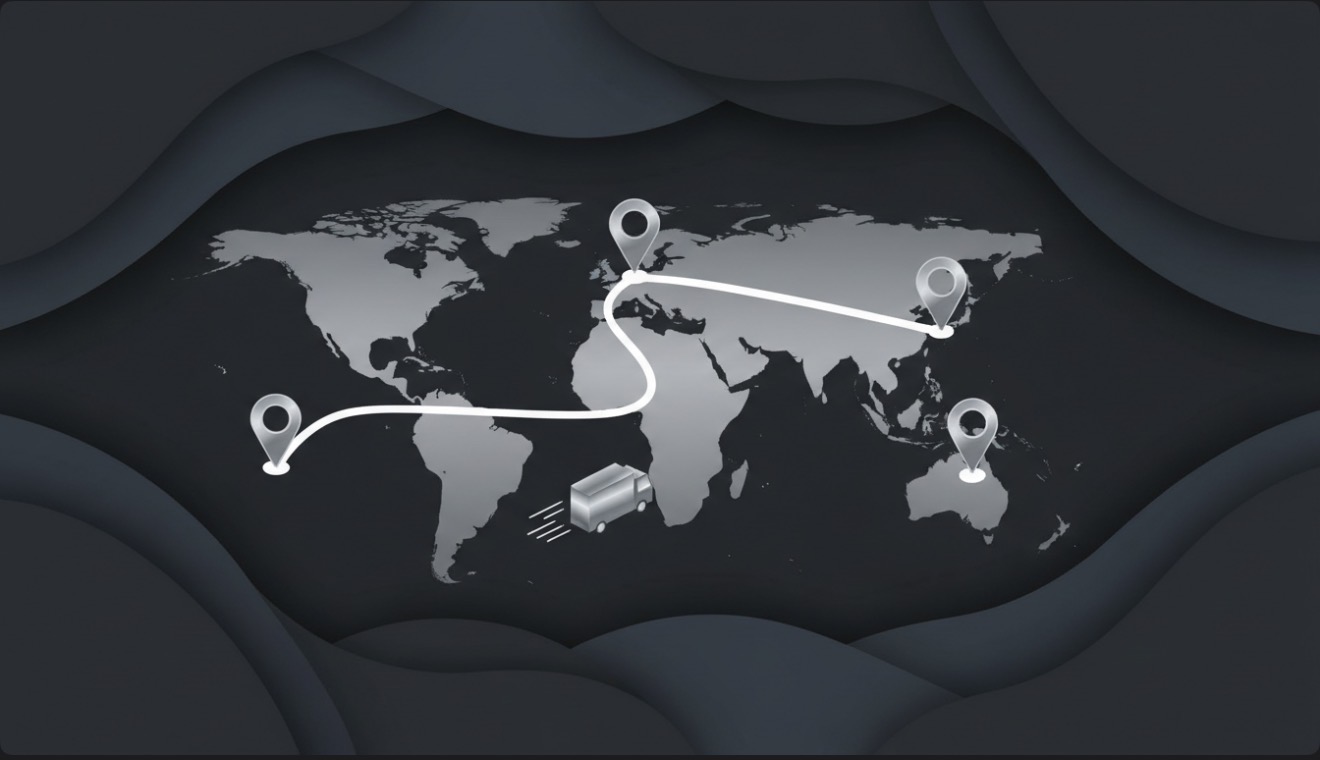 World map with logistics routes illustration